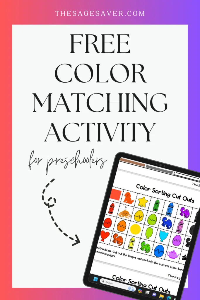 free color matching activity for preschool